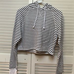 H&M Divided Striped + Cropped Drawstring Hoodie